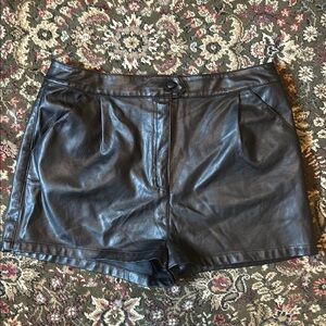 Prosperity Black High Waist pleather shorts
